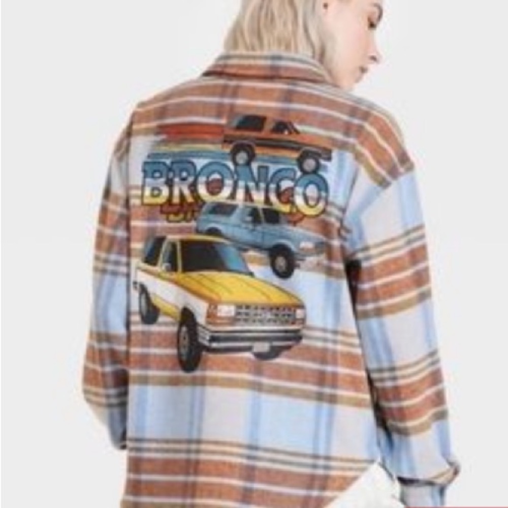 Ford Bronco Vintage Graphic Plaid Shirt Size Small